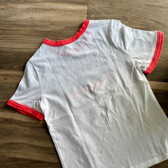Zara "Authentic 1980" Retro Ringer Tee | Red Trim Vintage Graphic T-Shirt Size S - Picture 5 of 7